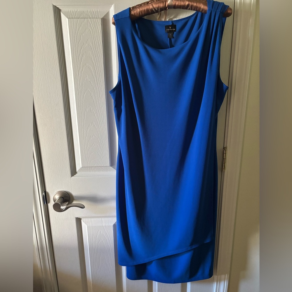 Worthington royal blue sheath dress with overlay layer size XL